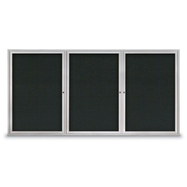 18"x24" 1-Door Enclosed Outdoor Letterboard, Black Felt/Satin Alum